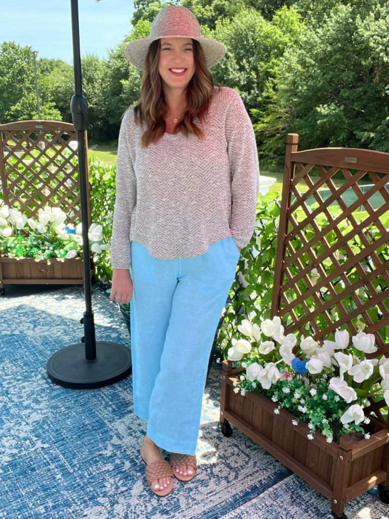 Coastal Grandmother Style
Summer Sweater and Wide Leg Pants